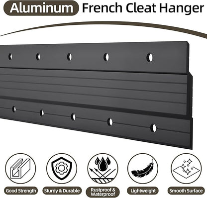 French Cleat 41 Inch, Heavy Duty Aluminum Z Clips Hanger for Hanging Picture Mirror Frame Whiteboard Headboard, Interlocking Wall Mounting Bracket with Hardware Support 250lbs