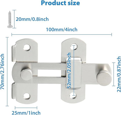 Alise 4 inch Flip Latch Gate Latches, Safety Door Lock for Barn Wood Fence Sliding French Doors,Heavy Duty SUS304 Stainless Steel Gate Hardware Brushed Nickel MS9500-LS