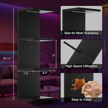 4 Tier RGB Wall Shelf-Gaming Shelf with Remote Control, Lack Shelves with Light for Bedroom | Easy to Install Cosmetic & Display Modern Shelf, Black