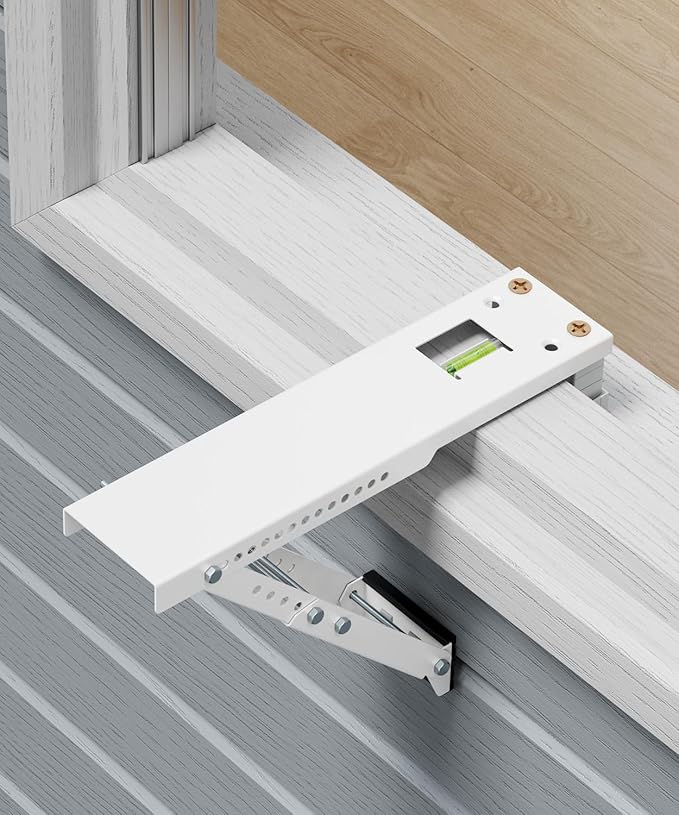 LuckIn Air Conditioner Support Bracket, Heavy Duty Window AC Bracket Universal Fit for 5,000-12,000 BTU AC Units, Holds Up to 85lbs, Adjustable Extender Leg & Built-in Bubble Spirit Level