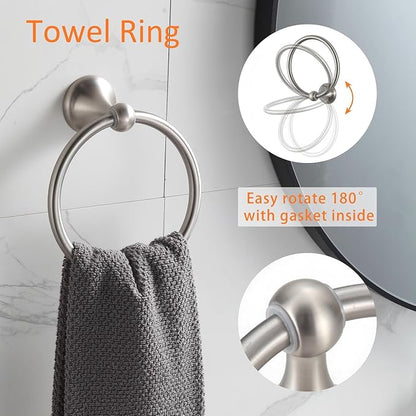 BGL Bathroom Accessory Set, Brushed Nickel Adjustable Expandable Towel Bar 4-Piece Bathroom Hardware Set Wall Mounted