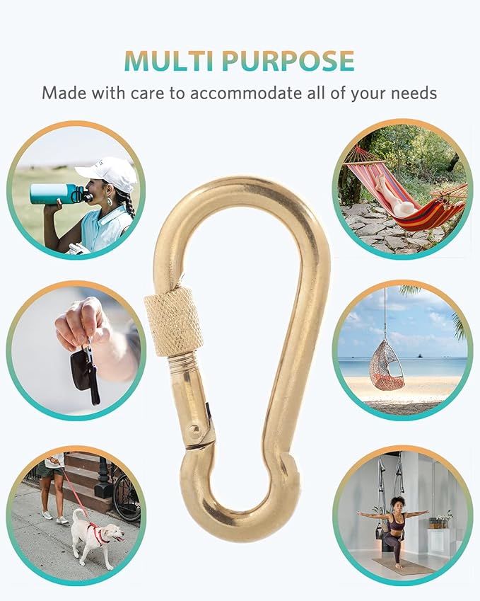 Carabiner Clips, 316 Stainless Steel Carabiner Clip, Heavy Duty Carabiner Hooks, Keychain Carabiners, Multi-Purpose Spring Snap Hook for Dog Leash, Outdoor Camping, Swing, Hammock