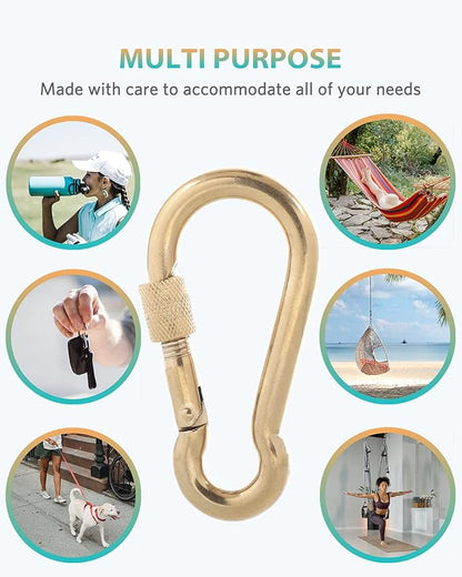 Carabiner Clips, 316 Stainless Steel Carabiner Clip, Heavy Duty Carabiner Hooks, Keychain Carabiners, Multi-Purpose Spring Snap Hook for Dog Leash, Outdoor Camping, Swing, Hammock