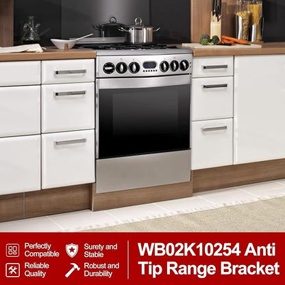 WB02K10254 Range Oven Anti-Tip Bracket for GE Stove/Ovens Range, Floor or Wall Mount Anti Tip Bracket WB02K10020, CGS975SED1SS C2S980SEM5SS JGB281SER6SS (1 Set)