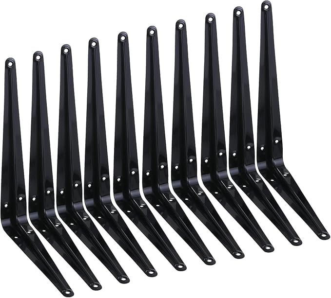 HEART ART 10 Pack Shelf Bracket 10 Inch ,Heavy Duty Shelf Brackets,Floating Shelf Bracket L Brackets,Metal Shelf Brackets for Wall, 10”L x 8”H x1.7”W
