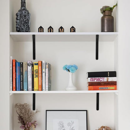 4 Pack L16 x H 10" Black Heavy Duty Shelf Brackets with Screws Metal Shelf Brackets Shelf Support Angle Brackets for Shelves L Brackets Heavy Duty Floating Shelf