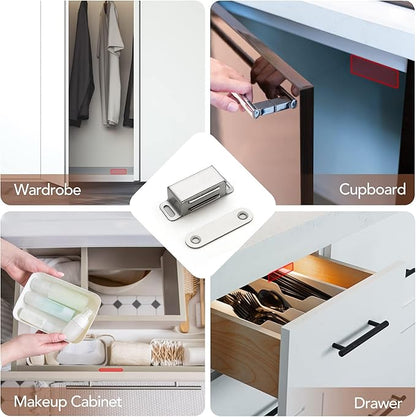 Ravinte 30 Pack Silver Magnetic Door Catch, Brushed Satin Nickel Cabinet Magnets, Strong Magnetic Catch Latch for Kitchen Cabinets, Drawers & Cupboards, Stainless Steel Closures