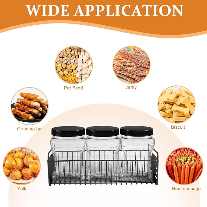 Dog Treat Container, Airtight Dog Treat Jar Set of 3, Wire Pet Food Storage Containers , With Reusable Bone Shaped Label Sticker, Suitable for Pet Snacks Storage, Farmhouse Kitchen Counter(68oz*3)