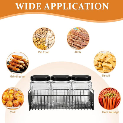 Dog Treat Container, Airtight Dog Treat Jar Set of 3, Wire Pet Food Storage Containers , With Reusable Bone Shaped Label Sticker, Suitable for Pet Snacks Storage, Farmhouse Kitchen Counter(68oz*3)