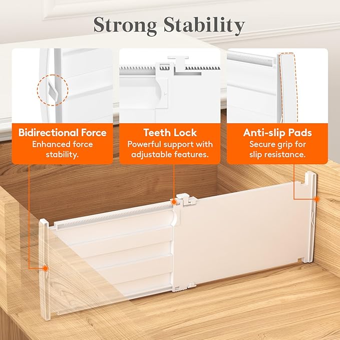 Lifewit 6" High 5 Pack Deep Drawer Dividers, 11.5-18.5" Expandable Clothes Divider for Drawers, Adjustable Dresser Drawer Organizers, White Drawer Separators for Dresser, Kitchen, Clothing