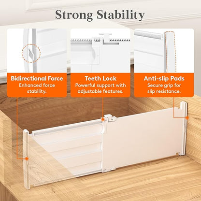 Lifewit 6" Tall 9 Pack Drawer Dividers, 30-47cm/11.5-18.5" Expandable Drawer Divider for Clothes, Adjustable Dresser Drawer Organizers, Drawers Separators for Dresser/Bathroom/Closet/Kitchen White