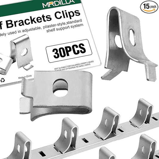 Mrdilla 15Pcs Metal Cabinet Shelf Clips, Adjustable Shelf Brackets for Kitchen Cabinets, Bookcases, and Furniture