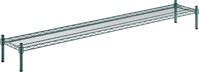 12" x 72" x 8" Green Epoxy Wire Storage Shelf, Dunnage Rack, Commercial 1 Tier Small Shelf