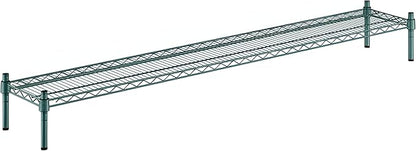 12" x 72" x 8" Green Epoxy Wire Storage Shelf, Dunnage Rack, Commercial 1 Tier Small Shelf