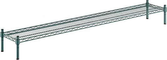 12" x 72" x 8" Green Epoxy Wire Storage Shelf, Dunnage Rack, Commercial 1 Tier Small Shelf