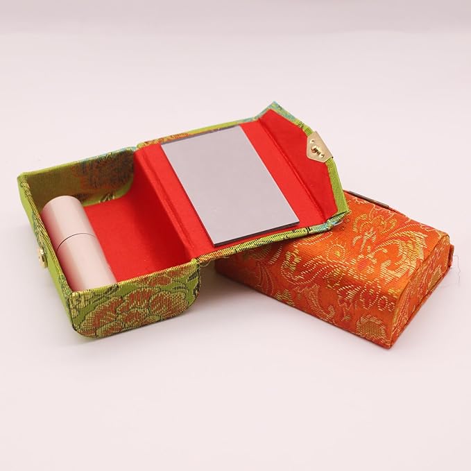 MIAO JIN 12PCS Lipstick Case with Mirror Lipstick Holder Storage Case Mini Portable Double Branch Floral Jewelry Cosmetic Case (Random Color)