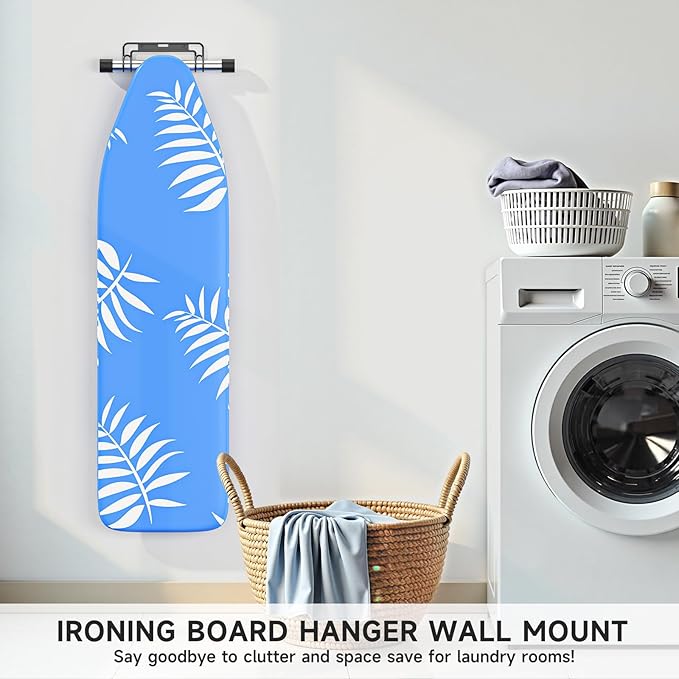 Ironing Board Holder Wall Mount/Over The Door Ironing Board Hanger, Laundry Rooms Metal Iron Board Holder Wall Mount for Y or T Leg (Black)