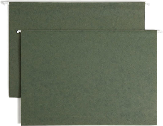 Smead Hanging File Folder with Tab, 1/3-Cut Adjustable Tab, Legal Size, Standard Green, 25 per Box (2-Inch Expansion, Legal)
