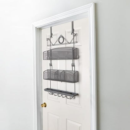 Over The Door #3100 Hanging Storage for Keys and Pet Supplies, All-in-One Rack in Grey Patented