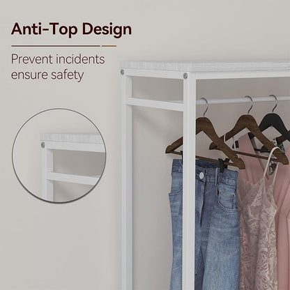 6 Dresser Drawer with Hanging Rack, 2-in-1Tall Dresser for Bedroom/Closet, Fabric Dressers & Chests of Drawers, Sturdy Alloy Steel Frame, Space Saving Closet Organizer