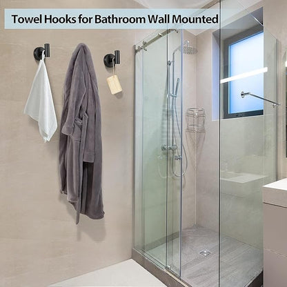 Kruodop Towel Hooks for Bathroom,2 Packs Wall Mount Towel Holder,Blak Gold Matte Wall Robe Hook,Stainless Steel Heavy Duty Door Hanger Towel Hook for Kitchen, Bedroom,Hotel,Pool,Coats