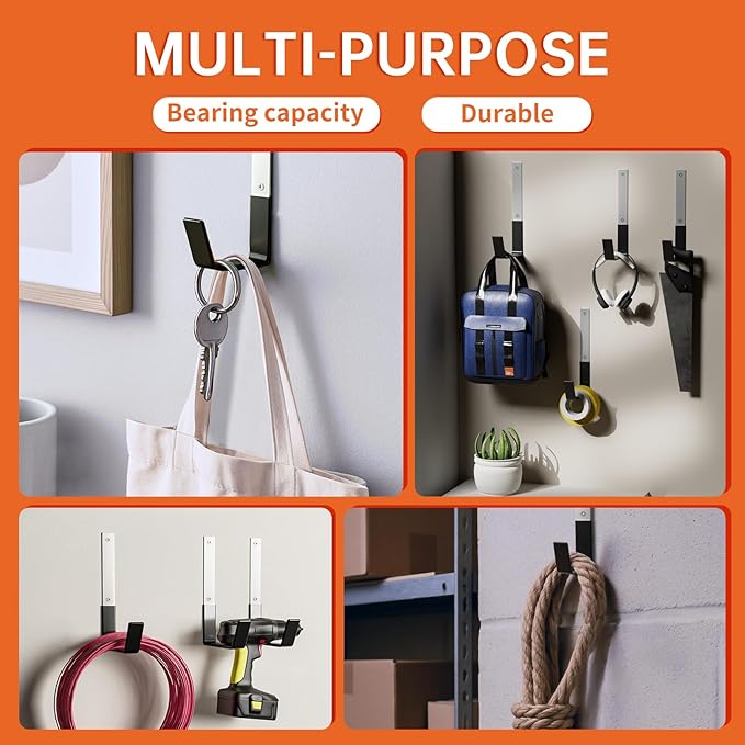 Heavy Duty Steel Hooks,Garage Storage Utility Hooks,Heavy Duty Tool Organizer,Steel Wall Mount Hook, Hose Hanger, Garage Garden Hooks (2)