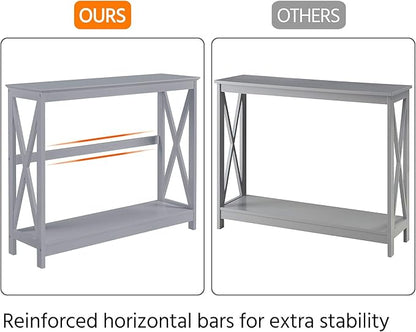 Yaheetech Console Table for Entryway, 2 Tier Narrow Sofa Table Bookshelf Accent Tables w/Storage Shelf, Living Room Entry Hall Foyer Tables Furniture, Grey