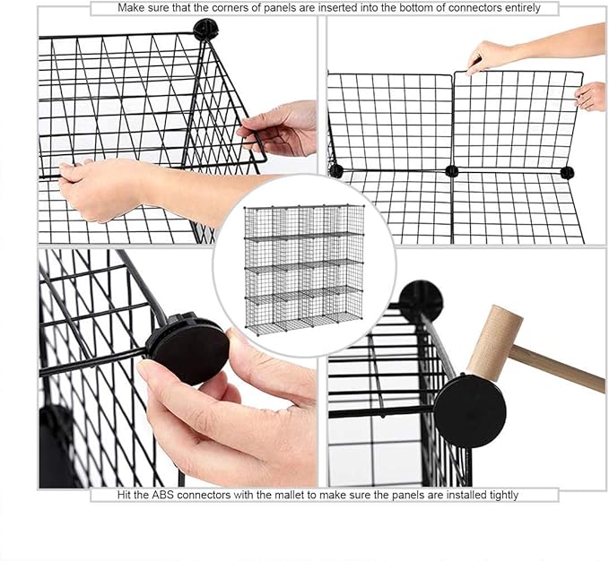 C&AHOME Wire Cube Storage, 16 Cubes Organizer Metal Grids Storage, Storage Bins Shelving, Modular Bookshelf Shelf, DIY Closet Cabinet Ideal for Bedroom, Office 48.4”L x 12.4”W x 48.4”H Black