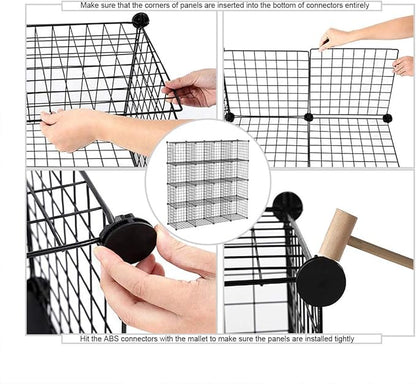 C&AHOME Wire Cube Storage, 16 Cubes Organizer Metal Grids Storage, Storage Bins Shelving, Modular Bookshelf Shelf, DIY Closet Cabinet Ideal for Bedroom, Office 48.4”L x 12.4”W x 48.4”H Black