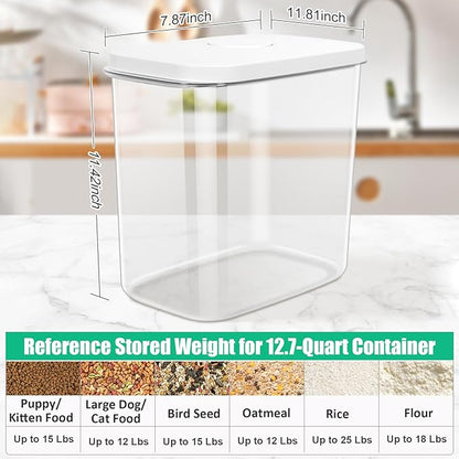 TBMax Dog Cat Food Storage Container 12-15 Lbs with Easy-Carrying Handles, Stackable Pet Food Dog Treat Container with Pop Up Lids, Airtight Food Storage Bin for Kitchen Organization
