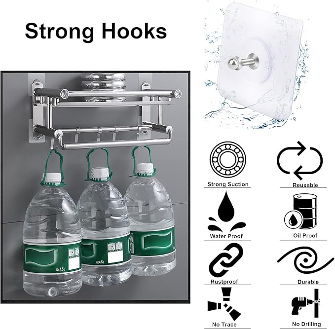 AIERSA Screw Free Sticker,Adhesive Hooks Heavy Duty,Wall Hooks for Hanging,Seamless Screws for Wall Mount,2 in 1 Reusable for Kitchen,Bathroom,Home,Office(7 Pcs, 16mm)