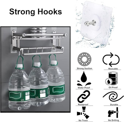 AIERSA Heavy Duty Adhesive Hooks, Wall Hooks for Hanging, Screw Free Sticker, Seamless Screws for Wall Mount, 2 in 1 Reusable, White, 20 Pcs, 16mm