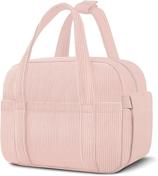 Corduroy Lunch Box Lunch Bag for Women Men, Cute Strawberry Small Insulated Reusable Work Leakproof Simple Lunch Boxes Tote Bag Adults Cooler Bag