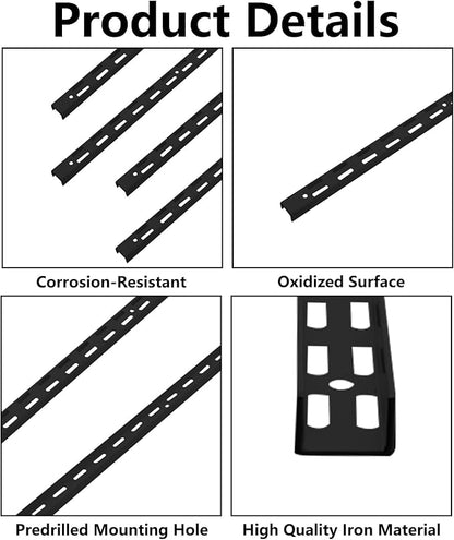 Shelving Track,ULIFESTAR Dual Trak Adjustable Wood Shelf Bracket,2PCS Direct Mount Into Fasttrack Garage Rail,Garage Organization System (17*10*1500mm/0.66*0.39*59" Double Row Black)