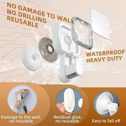 LEVERLOC Suction Cup Hooks for Inside Shower 4 Pack, Versatile Powerful Vacuum Suction Shower Holders for Towel, Loofah, Clothes, Damage Free Wall Hanging Bathroom Hooks, Easy to Install, White