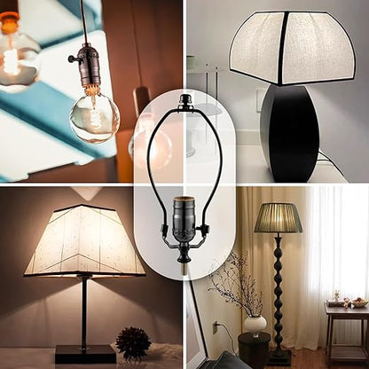Lamp Making Kit,Make a Lamp or Repair Kit,3-Way Lamp Socket with Matching Cord Lamp Harp Set,Lamp Wiring Kit for Table Floor Lamp,Essential Hardware for DIY Lamp Design or Repair (Black, 1)