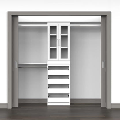 ClosetMaid Modular Storage Pair Set, 2 Glass Pane Doors, Wood Closet Organizer Shaker Style, Add On Accessory for Shelf Units, White, 34.88" H x 21.02" W x 1.81" D