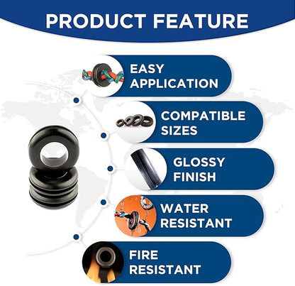 Rubber Grommets for Wiring-205pcs in 9 Sizes 1",1/2",1/4", 3/4", 3/8", 5/8", 5/16", 7/8",7/16" Waterproof hole rubber grommet kit & Tear Resistant Firewall Grommets wire grommet Ideal for Auto Sealing