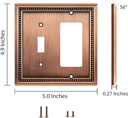 Henne Bery Sunken Pearls Heavy Duty Decorative Wall Plate Switch Plate Outlet Cover (Toggle/Decorator, Antique Copper)