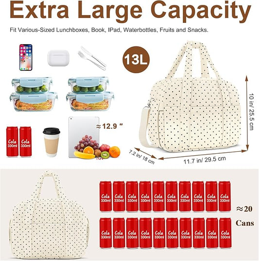 Corduroy Lunch Box Lunch Bag for Women Adults Men, Cute Insulated Work Reusable Leakproof Simple Large Lunch Boxes Tote Bag Adults Cooler Bag, with Shoulder Strap