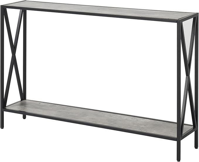 Convenience Concepts Tucson Console Table 47.25" - Modern Sofa Table with Storage Shelf, Entryway Hall Table for Living Room, Faux Birch/Black