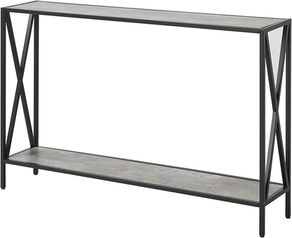 Convenience Concepts Tucson Console Table 47.25" - Modern Sofa Table with Storage Shelf, Entryway Hall Table for Living Room, Faux Birch/Black