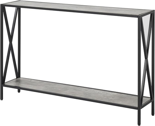 Convenience Concepts Tucson Console Table 47.25" - Modern Sofa Table with Storage Shelf, Entryway Hall Table for Living Room, Faux Birch/Black