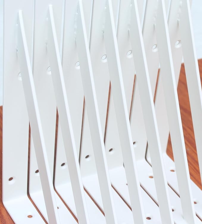 20 Pack L10 x H 8" White Heavy Duty Shelf Brackets with Screws Metal Shelf Brackets Shelf Support Angle Brackets for Shelves L Brackets Heavy Duty Floating Shelf