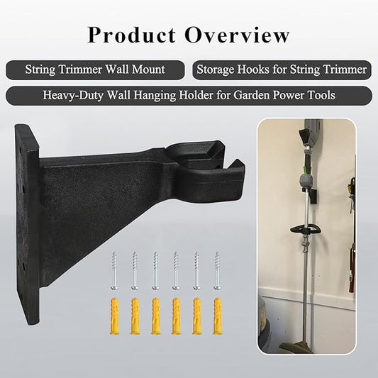 Premium Heavy-Duty Wall Hanging Holder for Garden Power Tools, Garage Storage Organizer, Storage Hooks for Trimmer, Holds up to 300lbs, Fits EGO 56V Trimmer and Edger, Ego Power/Edger(2Pcs/6-Hole)