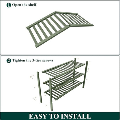 Smiry Bamboo Shoe Rack for Closet, 3 Tier Wooden Stackable Shoe Organizer, Free Standing Shoes Storage Shelf for Entryway, Front Door Entrance, Green
