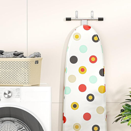Ironing Board Hanger Wall Mount, Ironing Board Holder for T or Y Leg, Iron Board Holder Stainless Steel, Iron Board Hanger for Laundry Room, Iron Boards Hook for Wall