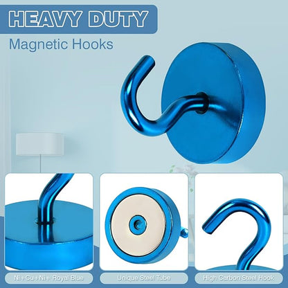 Neosmuk Magnetic Hooks, Cruise Ship Essentials, 80lb+ Heavy Duty Magnetic Hooks for Cruise Cabins, Refrigerator, Grill, Hanging, and Travel | Extra Strong Must-Haves Magnet Hook,RoyalBlue, 5 Pack