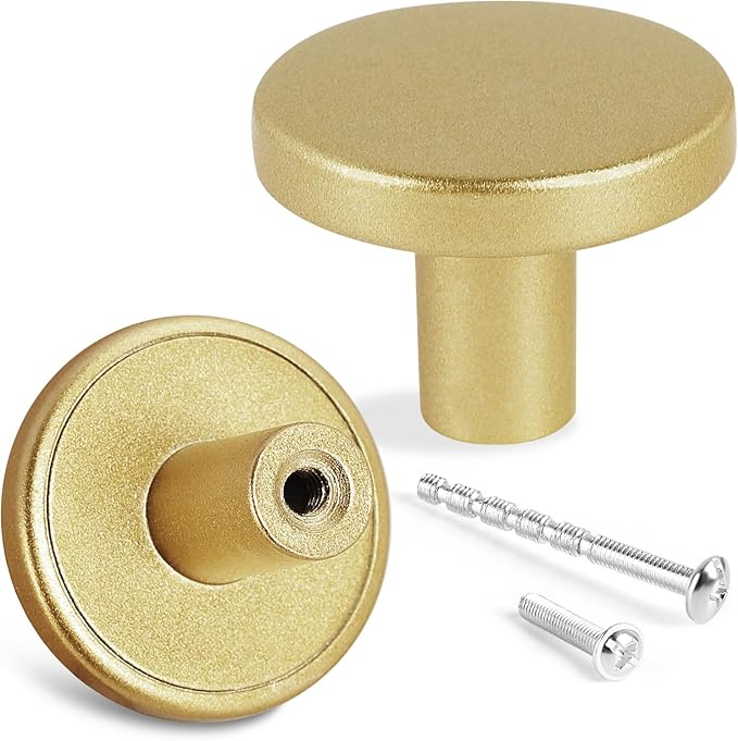 Romeda 12 Piece Drawer Knobs, Gold Cabinet Knobs with Screw, 30mm Drawer Pulls for Dresser, Kitchen, and Cabinet Drawers