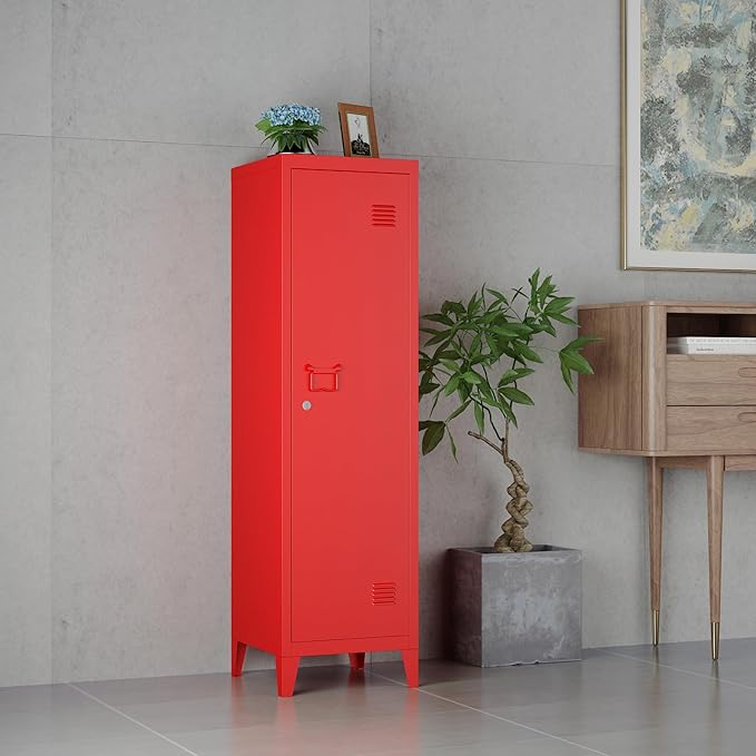 MIOCASA Metal Cabinet Home Office Storage Cabinets with Doors and Shelves Lockable File Cabinet Organizer Coat Lockers for Kids